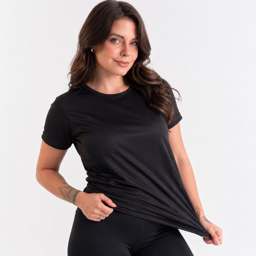 Camiseta Dry Fit Feminina Academia Treino Corrida P ao GG Esportiva Proteção UV Esportes Tecido Furadinho Anti Odor