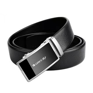 Conjunto de Cinto de Couro Genuíno Masculino KO7U Gree, Cinto Masculino de Couro com Fivela Automática, Cinto de Negócio