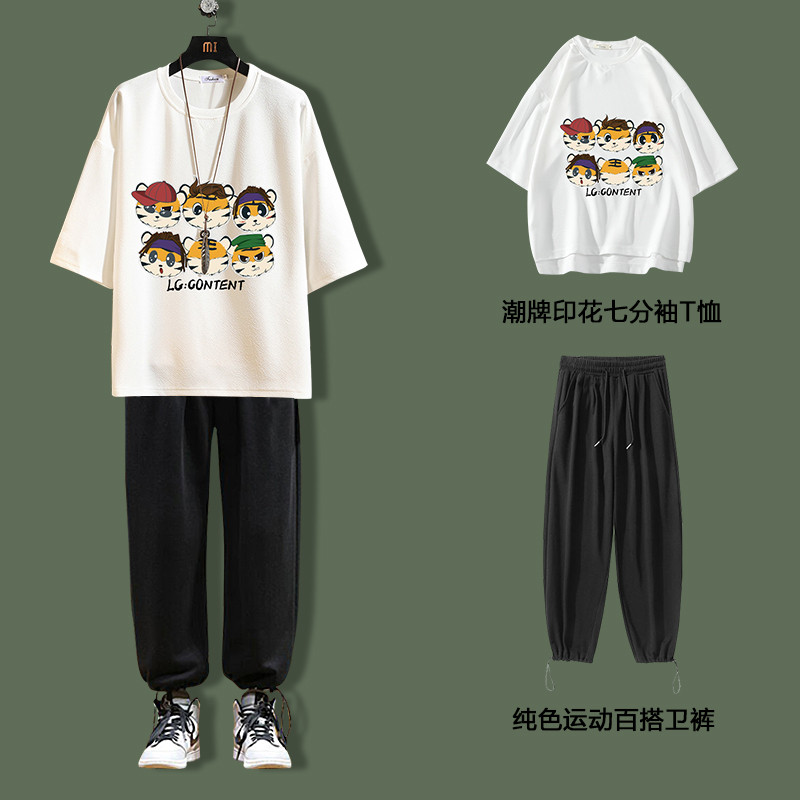 Plankton camiseta de manga curta masculina adolescente meninos roupas masculinas soltas verão roupas masculinas um conju
