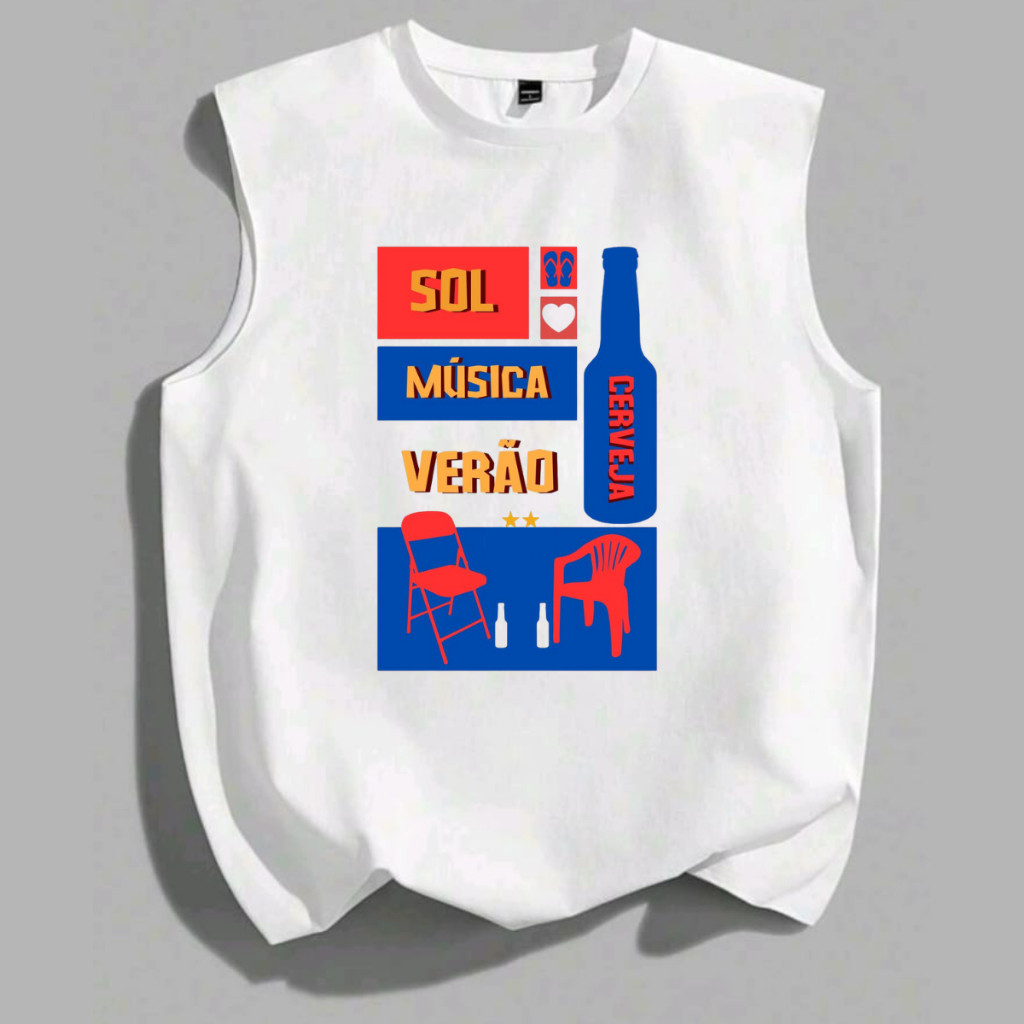Regata Machão Estampada Sol Verão Camiseta Oversized Carnaval Brasil 2026