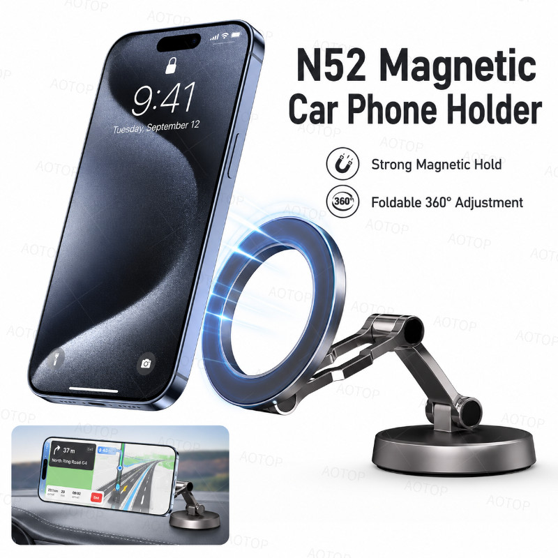 Suporte Magnético Forte Para Telefone Carro 360 ° Design Dobrável Vácuo Ajustável/Mesa/Uso Universal