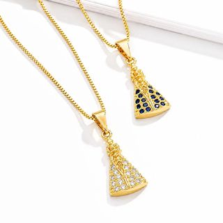 Colar Feminino Veneziana Pingente Nossa Senhora com Zircônia Cravejadas 45 cm Banhado a Ouro 18k