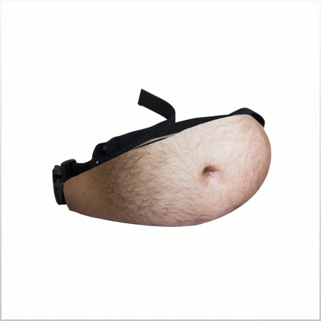 Pochete engraçada com barriga de cerveja falsa, unissex, em couro PU, ajustável, estilo streetwear Y2K.