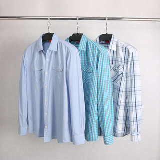 Etiqueta de corte comércio exterior pedido Original masculino primavera outono simétrico saco duplo camisa de algodão pu