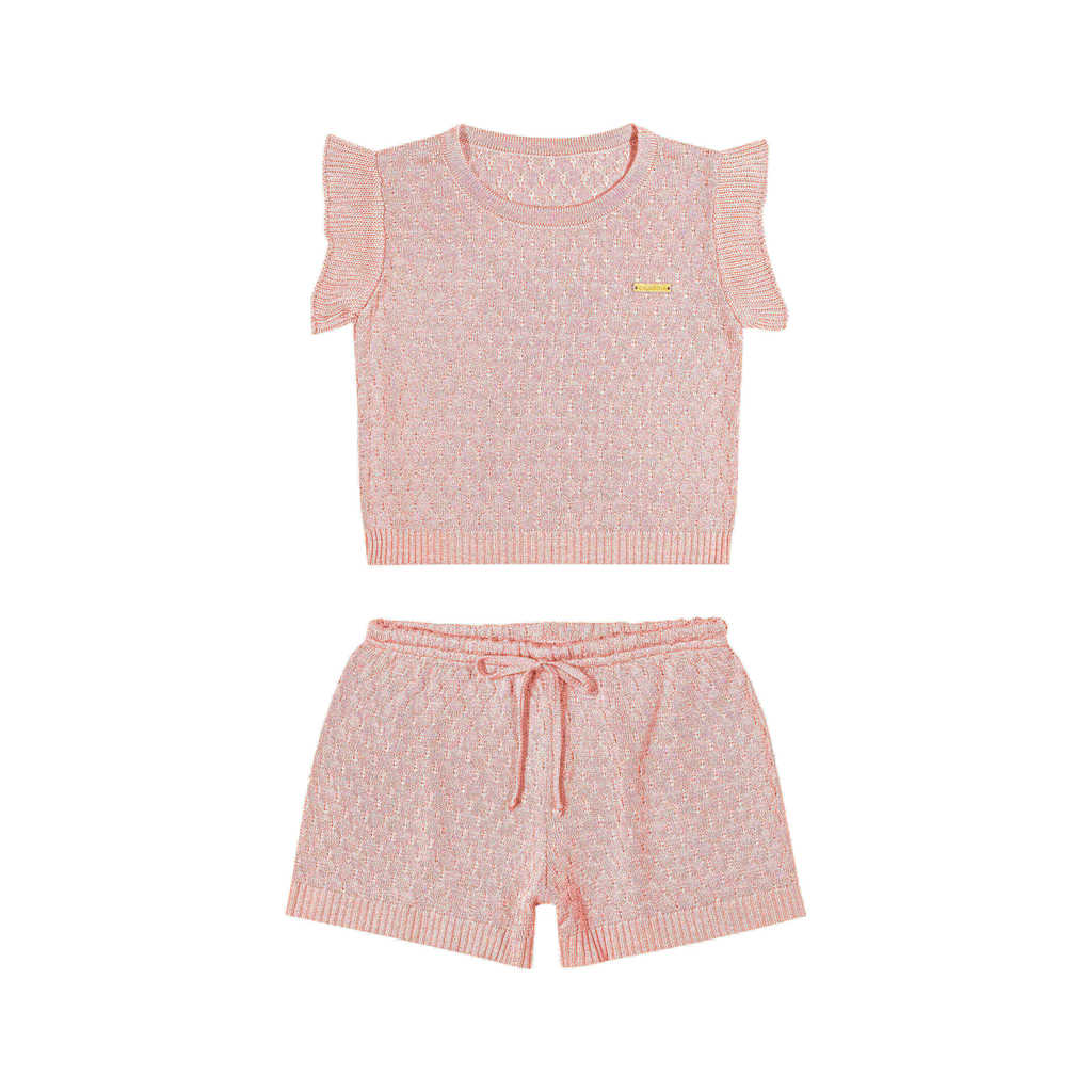 Conjunto Infantil Menina em Tricô Colorittá Rosa
