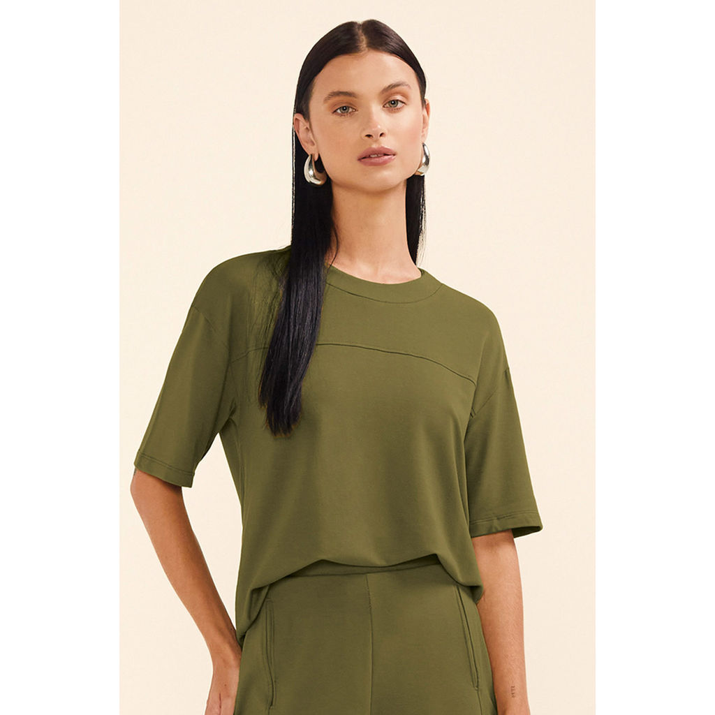 Blusa Feminina Recorte Horizontal Marialícia Verde