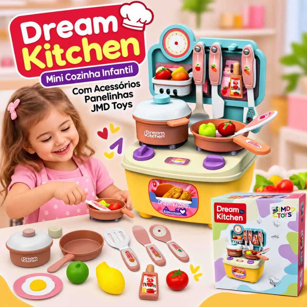 Brinquedo Mini Cozinha Infantil Dream Kitchen Com Acessórios Panelinhas JMD Toys