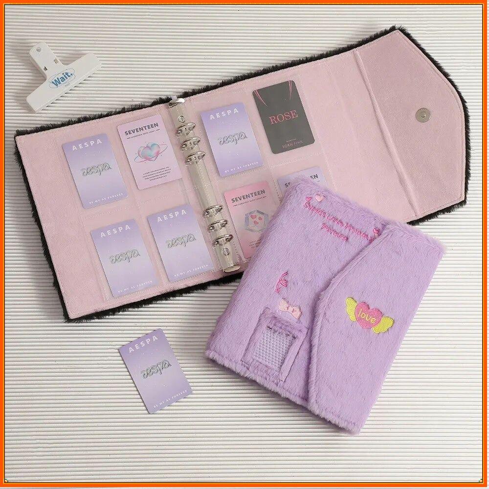  Kpop Idol Photo Cards Collect , A5 Binder Porta-Cartões Fotográficos , Caderno Escolar Fashion Plush Papelaria