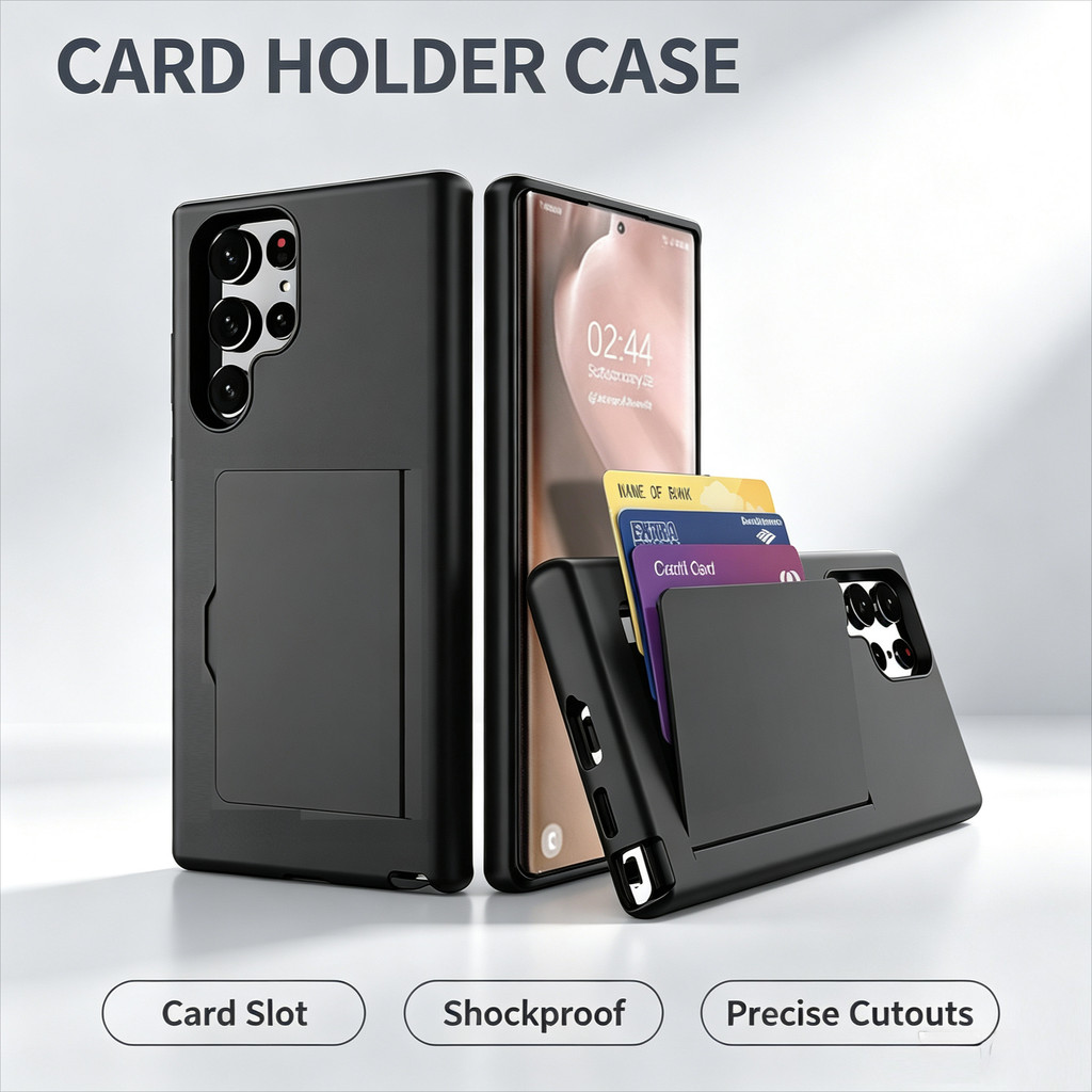 Capa De Telefone Com Suporte Para Slot De Cartão Samsung Galaxy S26 Ultra S25 Edge S24 S23 S22 S21 S20 FE Note10 Note 20