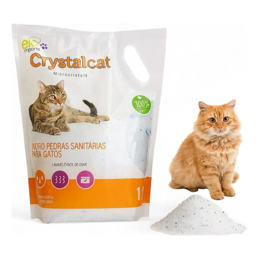 Areia Sílica Crystalcat 1,5kg Para Gatos - Microcristais