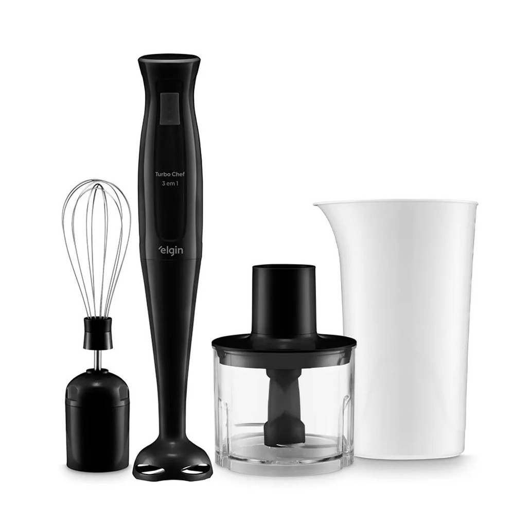 Mixer Turbo Chef Elgin 3 em 1 200W Com Mini Processador Batedor Fouet e Copo 700ml Tritura e Bate