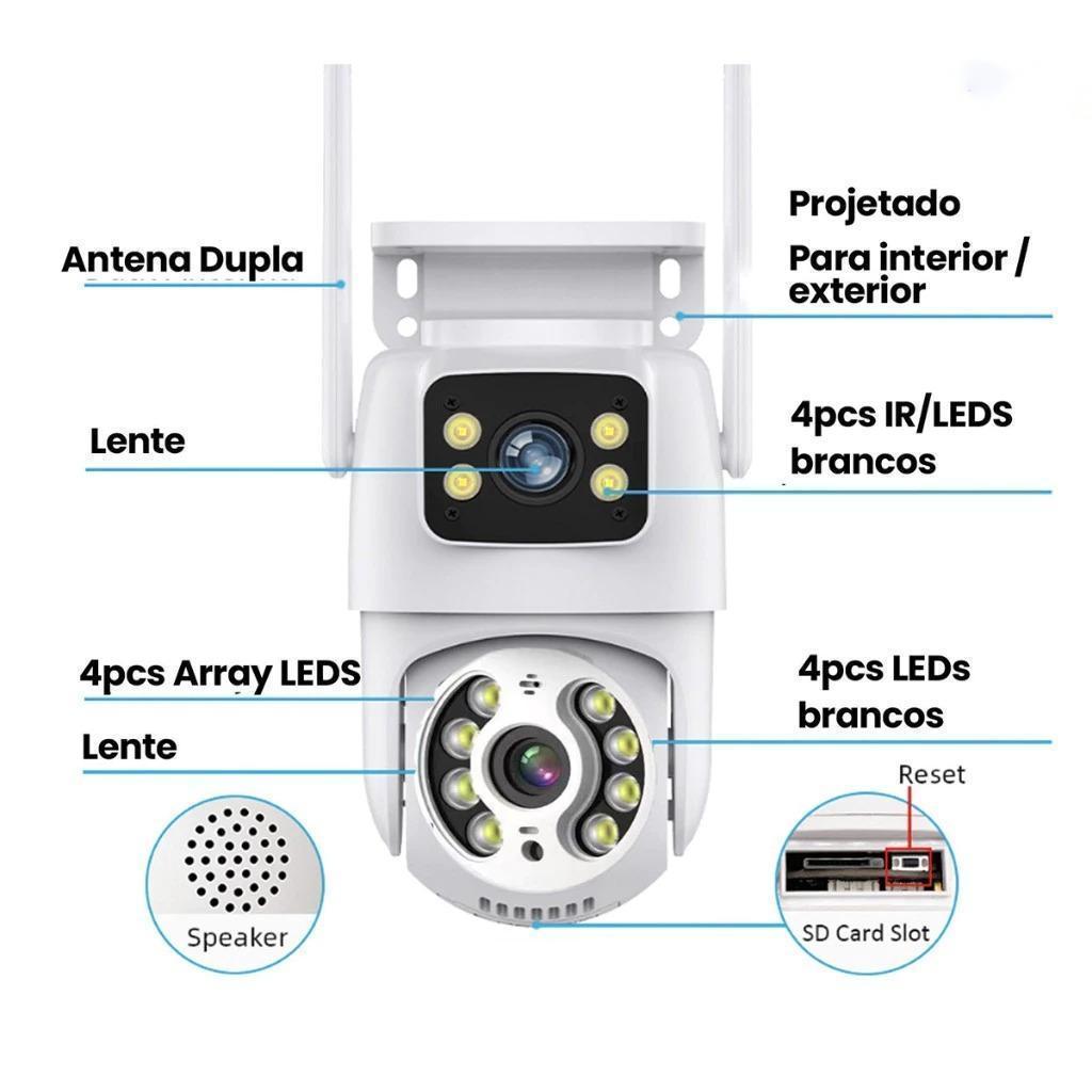 Kit 2 Câmeras Segurança Wi-Fi Dupla Lente 360° IP66 Visão Noturna com 2 MicroSD 16GB — imagem 2 de 2