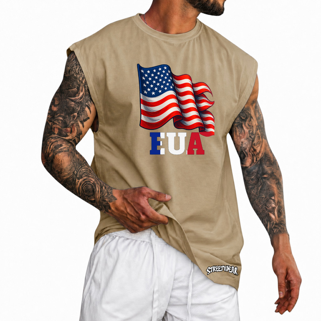 Regata Machão Oversized 100% Algodão Camiseta Cavada Musculação Streetwear Treino Praia Academia