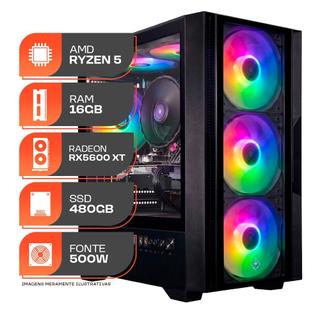 PC Gamer Spectrum, AMD Ryzen 5 5500, Radeon RX 5600 XT 6GB, 16GB DDR4, SSD 480GB, Fonte 500W 80 Plus