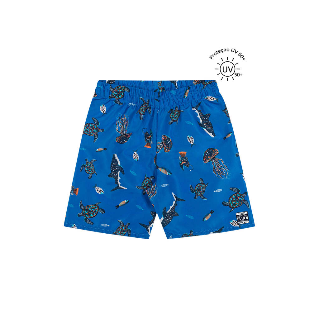 Bermuda Praia Infantil Menino Proteção Solar Elian Azul