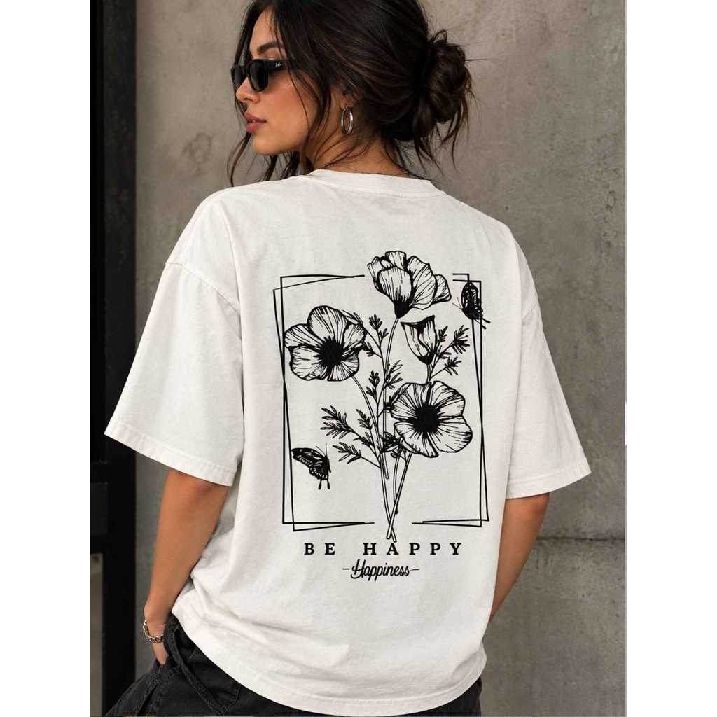 Camiseta Feminina Flores Delicada 100% algodão moda mulher Tendencia Blusinha Novidade Confortável Camisa feminina