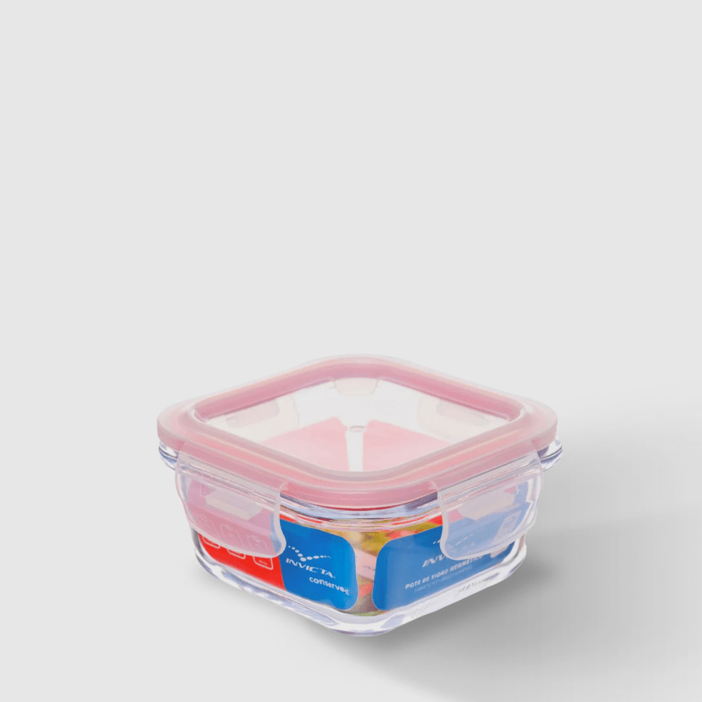 Pote de Vidro Hermético 320ml Quadrado Invicta