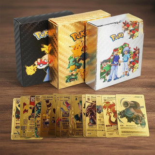 Coleção de Cartas de Energia Pokémon Gold Vmax GX Metálicas - Charizard Pikachu Treinador Raro WSQX