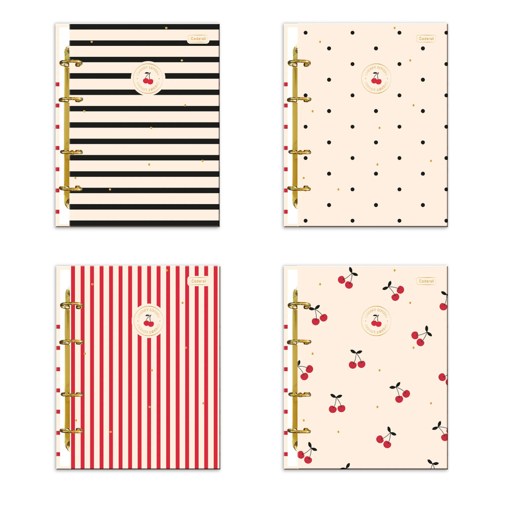Caderno Argolado Colegial Capa Dura 80 Folhas Cherry Lovers - CADERSIL