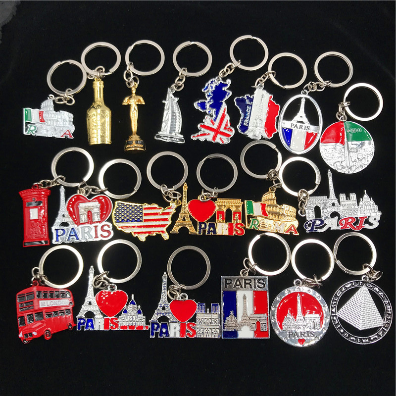 França itália reino unido reino unido Dubai egípcio Boutique sólido chaveiro mapa presente lembrança chaveiro