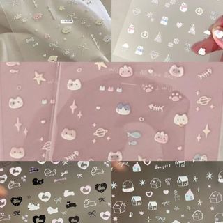 Ins inverno neve vista estilo simples pintado à mão gatos bonitos cães 5D em relevo Manicure adesivos adesivos de unhas 