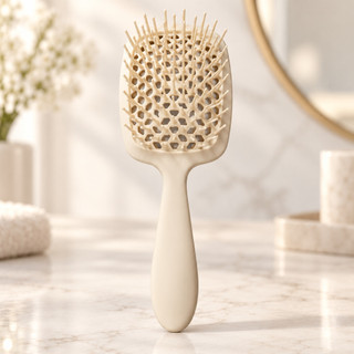 Escova Raquete Vazada Beauty Flash para Banho e Lavatório Shampoo em Cabelo Seco ou Molhado