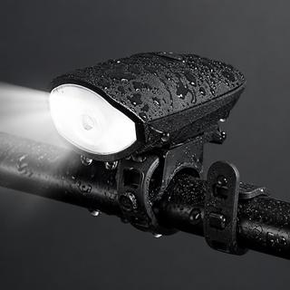 Farol Bicicleta com Buzina LED Bateria Interna USB-C Recarregável 3 Modos Guidão Noite