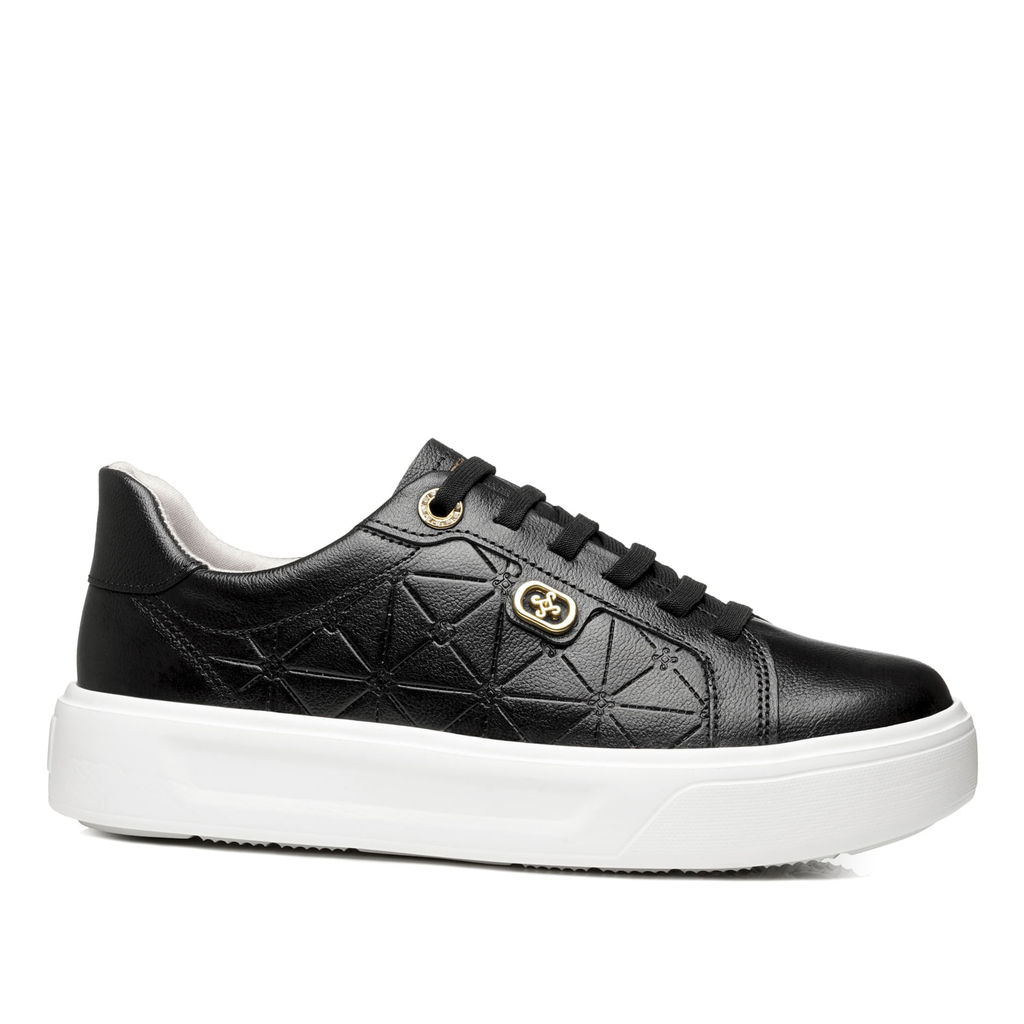 Tênis Pegada Feminino em Couro Preto 211227-03
