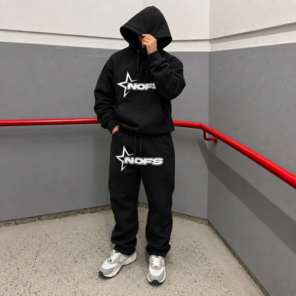 Conjunto Blusa de Frio Moletom Canguru Calça NOFS Unissex Streetwear Casual Flanelado Confortável