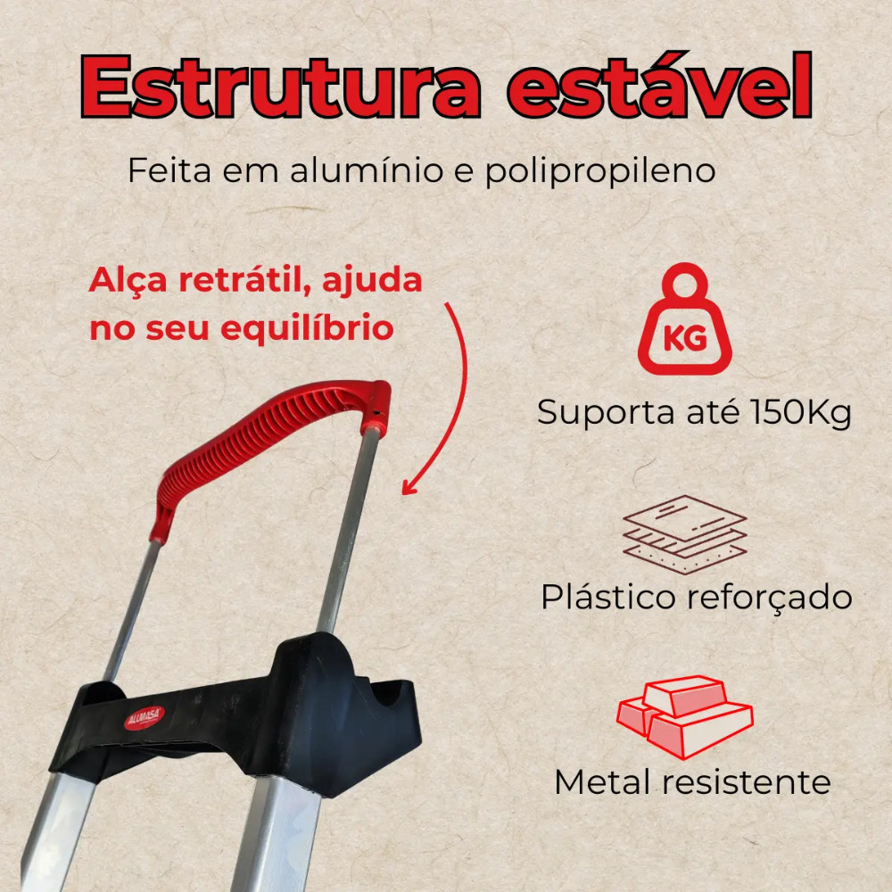 Escada Doméstica de Alumínio Comfort 5 Degraus Alumasa · foto 2
