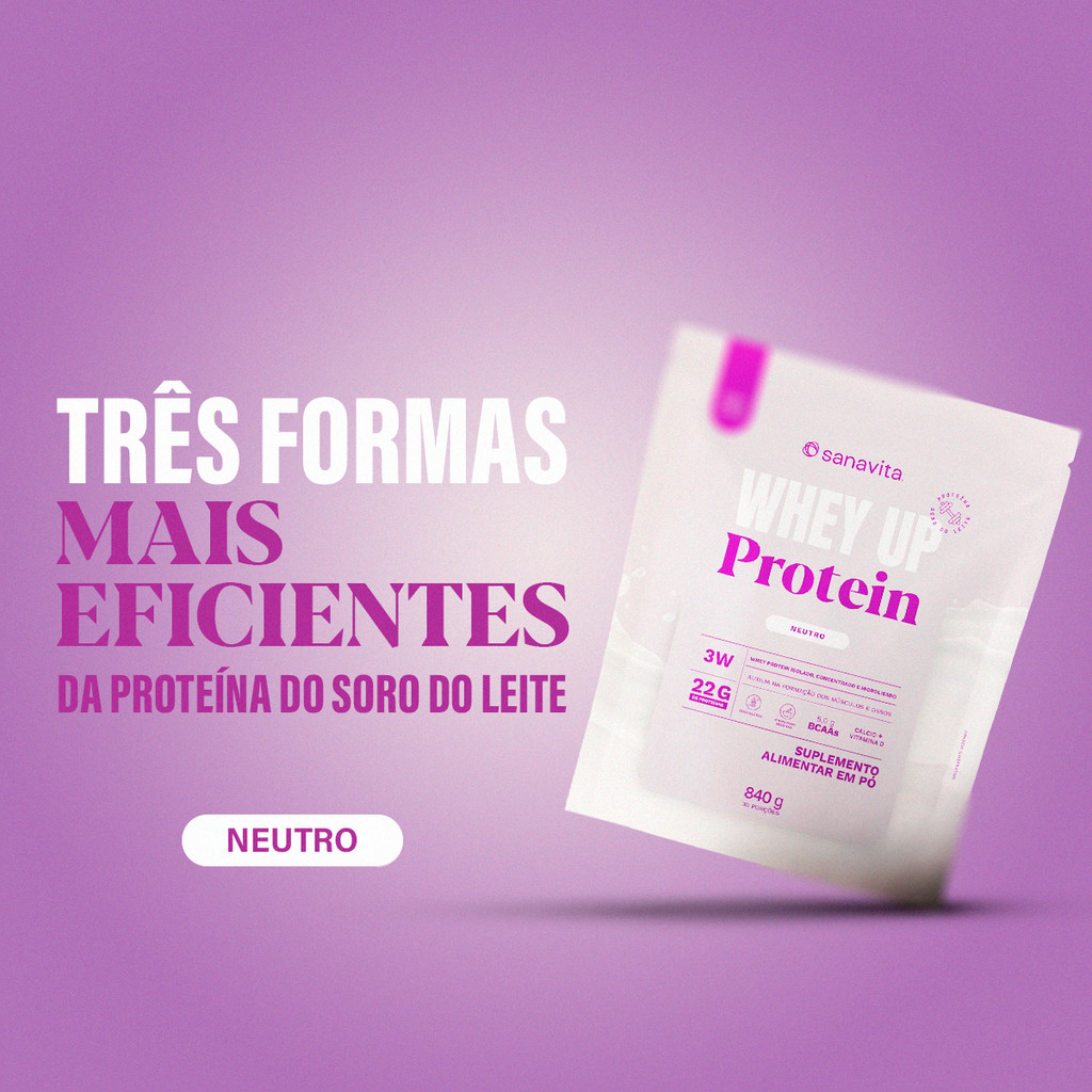 Kit 2x Whey Up Protein 3W Sabor Neutro 840g Sanavita — imagem 2 de 2