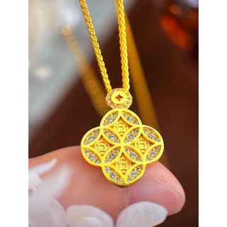 Vietnam areia ouro simulação luz de ouro luxo nicho Design Retro rico flor pingente colar feminino moda All-Match
