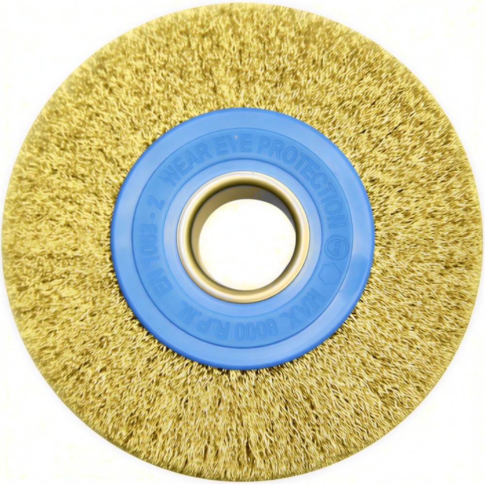 Escova de aço latonado circular ondulada 152,4 x 19 mm com furo - Norton