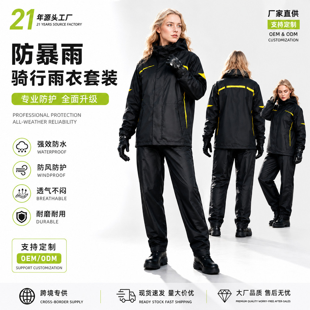 Camisa de ciclismo transfronteiriça capa de chuva terno unissex destacável corpo inteiro à prova de chuva divisão motoci