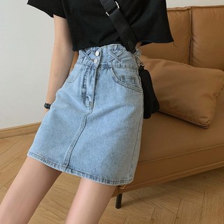 Saia de verão mais fina olhar saia de cintura alta feminina 2026 novo estilo All-Match A linha saia moda Denim saia curt