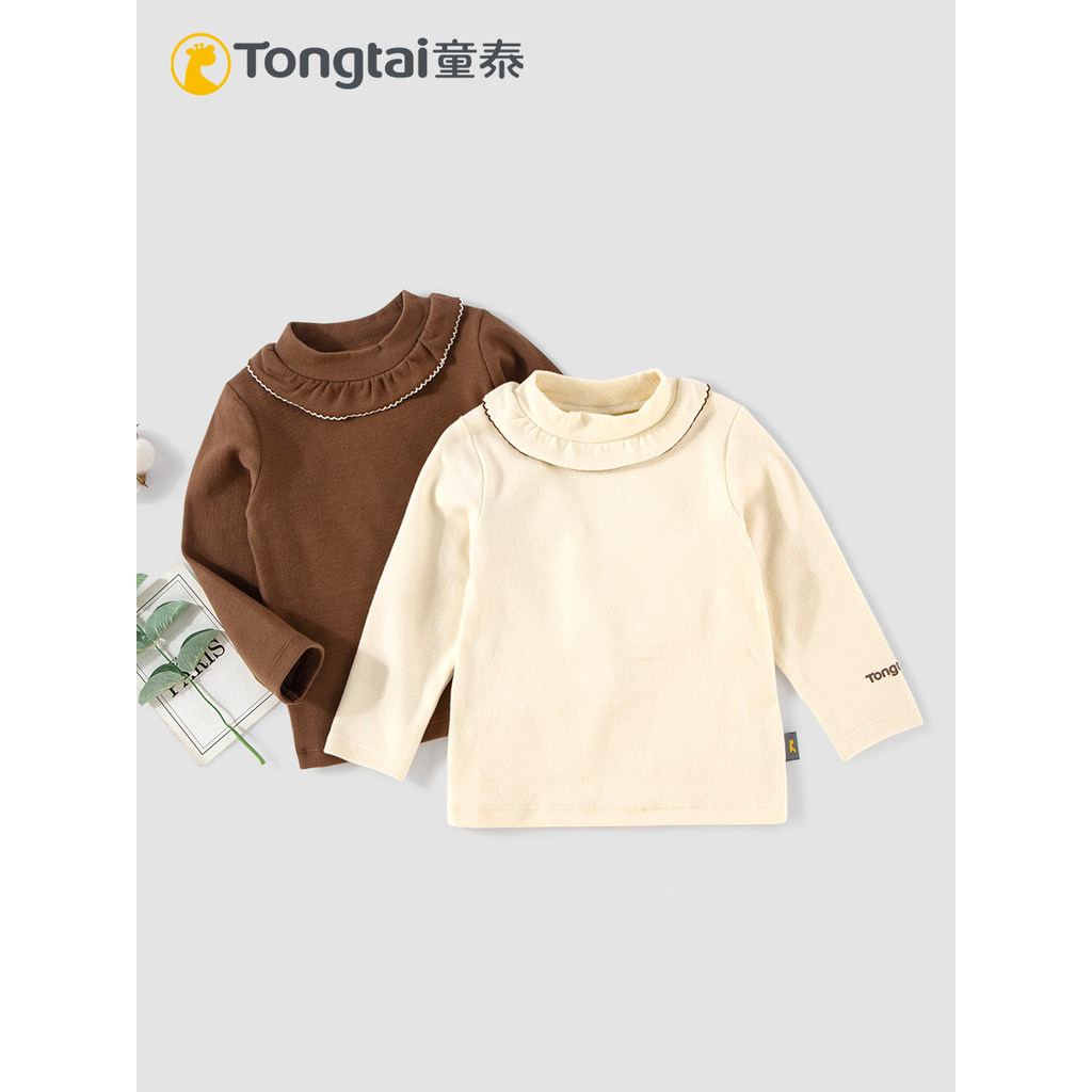 Tongtai primavera outono meninas camisa de fundo gola média estilo ocidental All-Match manga comprida camiseta roupa int