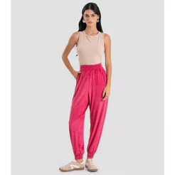 Calça Feminina Jogger Veludo Cotelê Dianna Vermelho