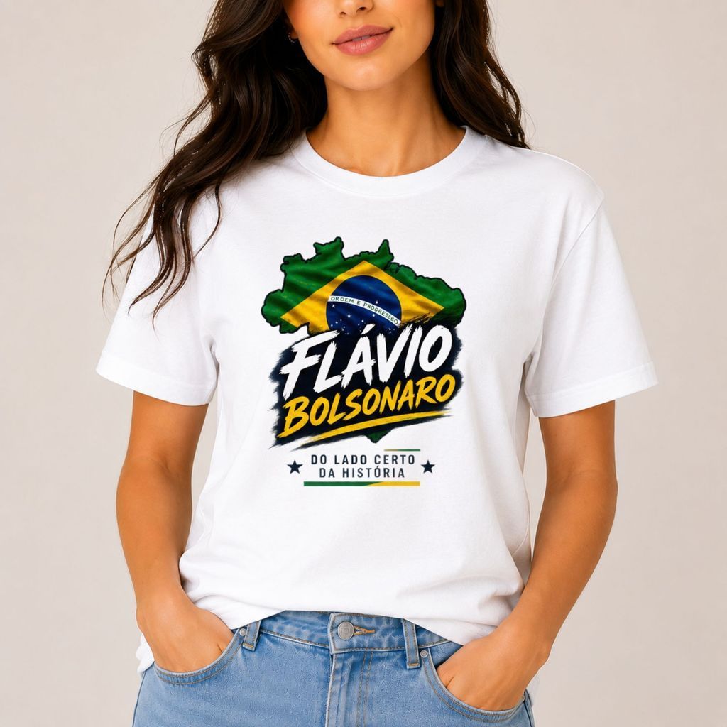 Camiseta Feminina Estampada Brasil Flávio Mapa do Brasil Camiseta Patriotica