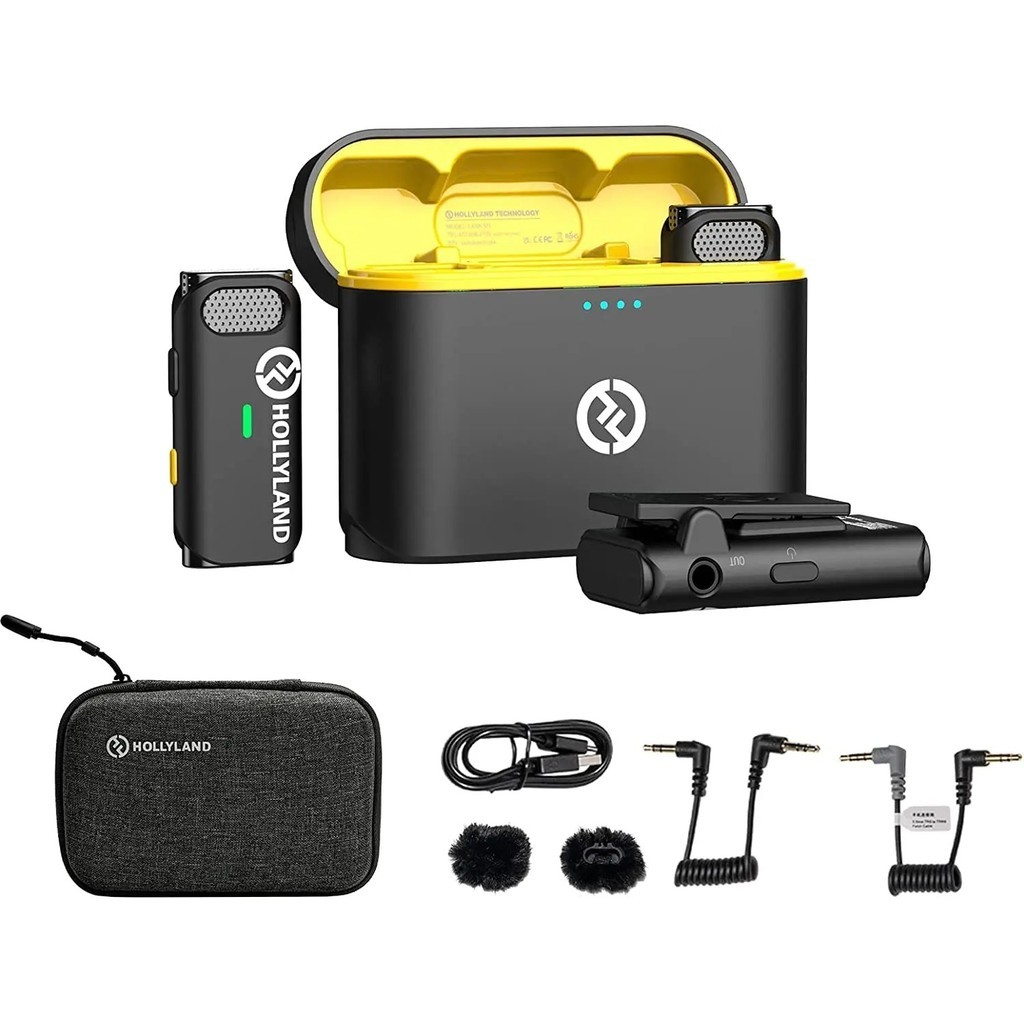 Microfone Lapela Sem Fio Hollyland Lark M1 Duo Para 2 Pessoas 2,4 Ghz Black Preto