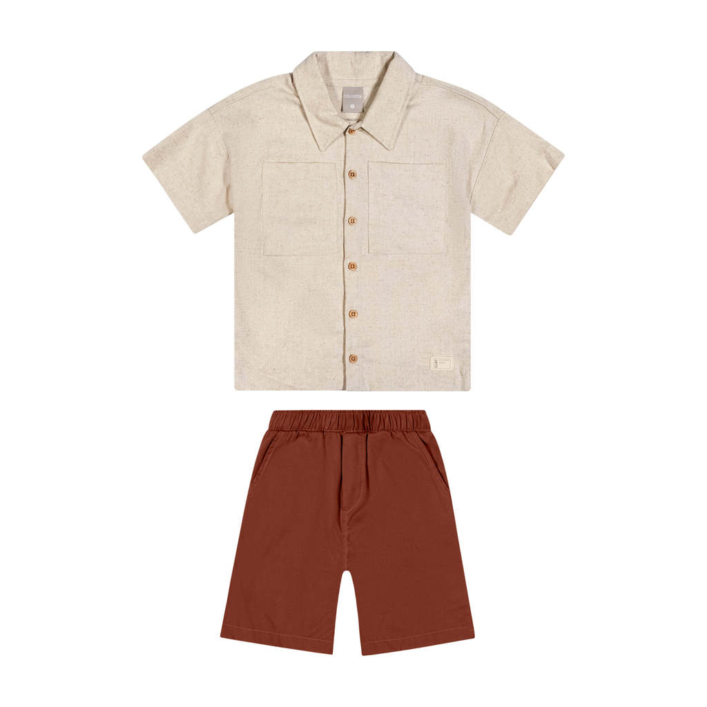 Conjunto Infantil Menino Camisa Linho Colorittá Bege · foto 2
