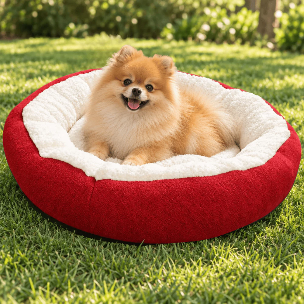 Caminha Pet Redonda 50cm Sherpa Pelúcia Com Zíper E Refil Cama Premium Para Cães E Gatos