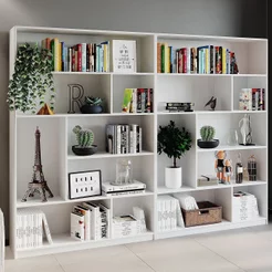 Kit 2 Estante para Livros 180 cm X 240 cm 4 Prateleiras Seattle Yescasa Branco Branco