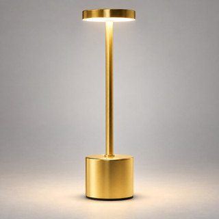 Luminária de Mesa Abajur Cabeceira Escrivaninha LED 3 em 1 Recarregável Tipo C Preto Cromado Dourado