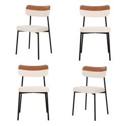 Kit com 4 Cadeiras para Sala de Jantar Mona Yescasa Branco/Palha Corriente/Caramelo Palha Corriente/Caramelo