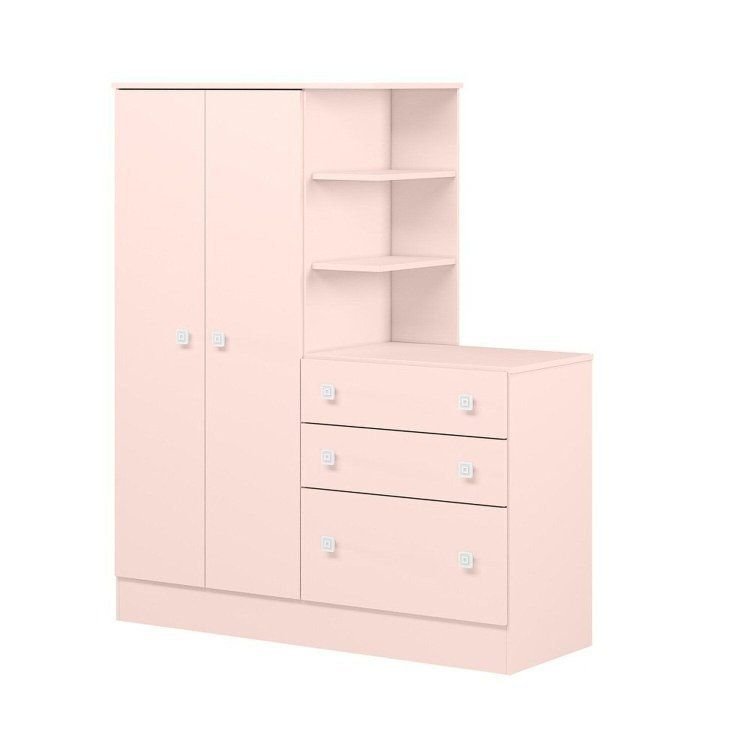 Guarda-Roupa com Cômoda 3 Gavetas Doce Sonho Rosa/Acetinado Rosa Acetinado · foto 2