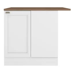 Balcão de Canto Reto 1 Porta com Tampo Unna Yescasa Branco Branco