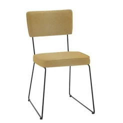 Cadeira para Sala de Jantar Escritório Estofada Base em Aço Roma Amarelo/Preto Amarelo/Preto