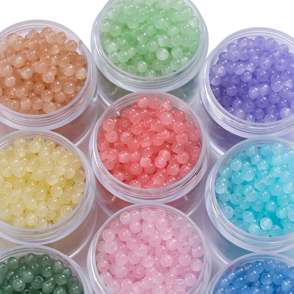 50/100 contas de vidro delicadas e lisas, 3-4 mm, com aspeto de jade, para pulseiras, colares e criação de joias f 2801