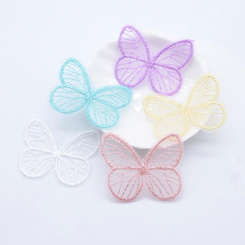 20 unidades de apliques de borboleta em tela, 4,6 x 3,9 cm, para decoração de acessórios de cabelo, prendedores de cabel