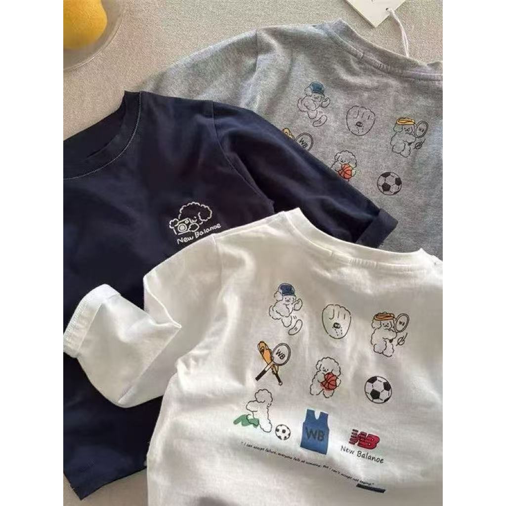 Primavera outono estilo meninos camisetas de manga comprida meninas bebê moda impressa em torno do pescoço crianças topo